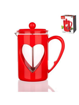 Konvice french press 800ml sklonerezplast filtr   DARBY red