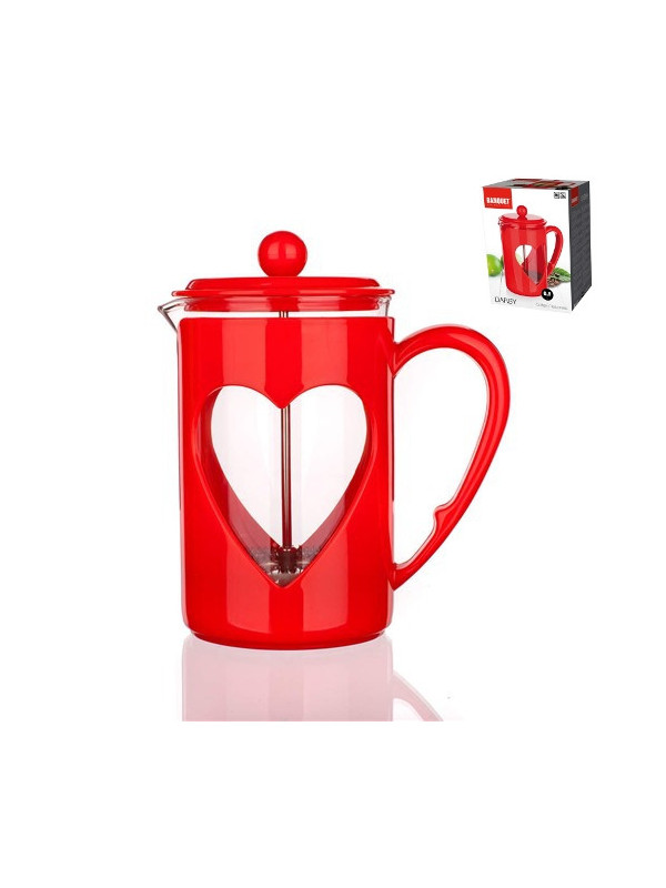 Konvice french press 800ml sklonerezplast filtr   DARBY red