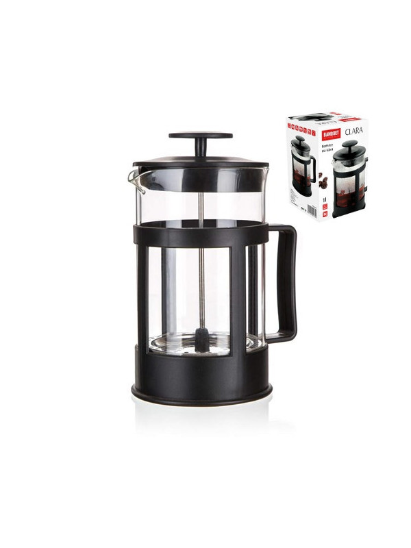 Konvice french press 1000ml skloPHnerez s filtrem  CLARA